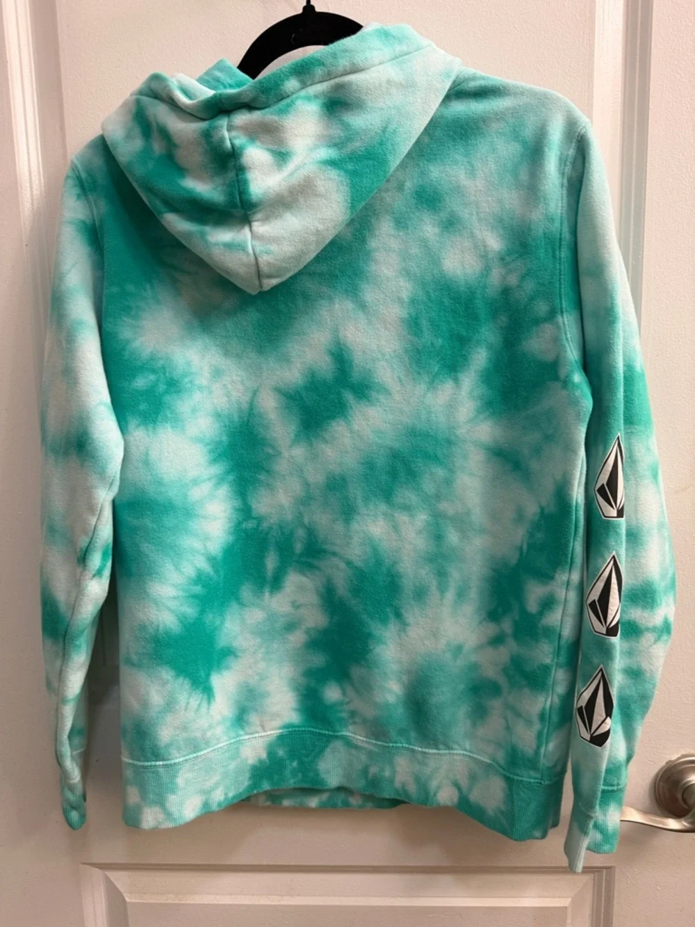 Volcom Teal and White Tie-Dye Pullover Hoodie - Picture 4 of 4